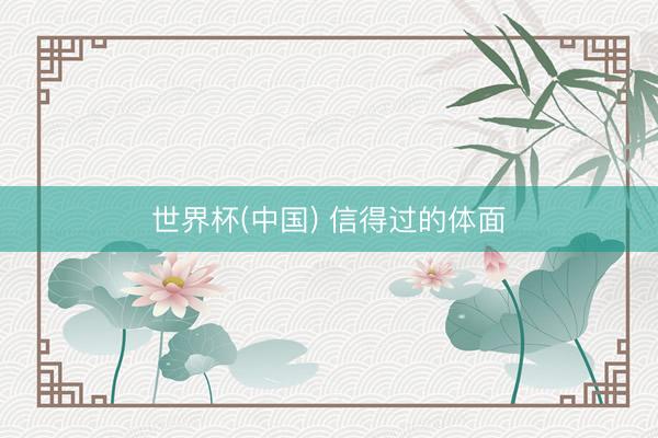 世界杯(中国) 信得过的体面