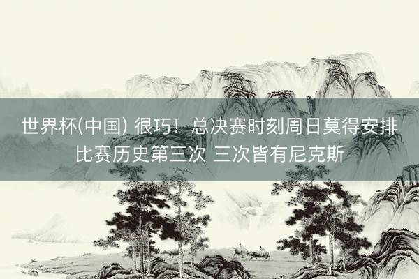 世界杯(中国) 很巧！总决赛时刻周日莫得安排比赛历史第三次 三次皆有尼克斯