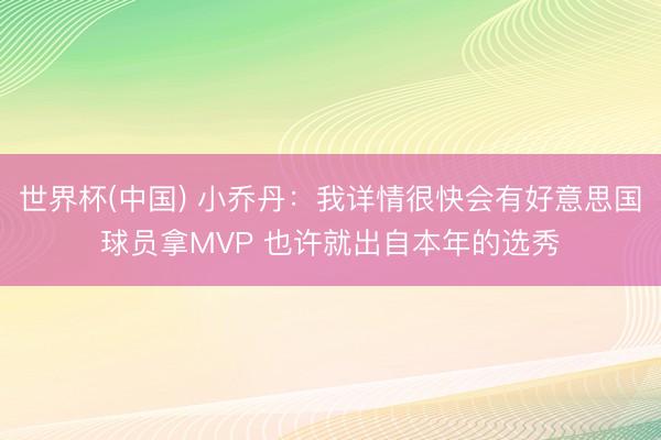 世界杯(中国) 小乔丹：我详情很快会有好意思国球员拿MVP 也许就出自本年的选秀
