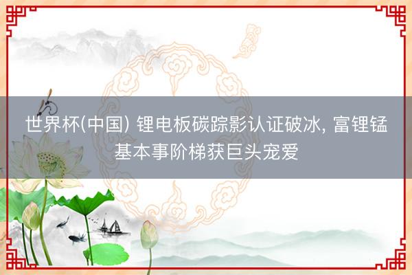 世界杯(中国) 锂电板碳踪影认证破冰, 富锂锰基本事阶梯获巨头宠爱